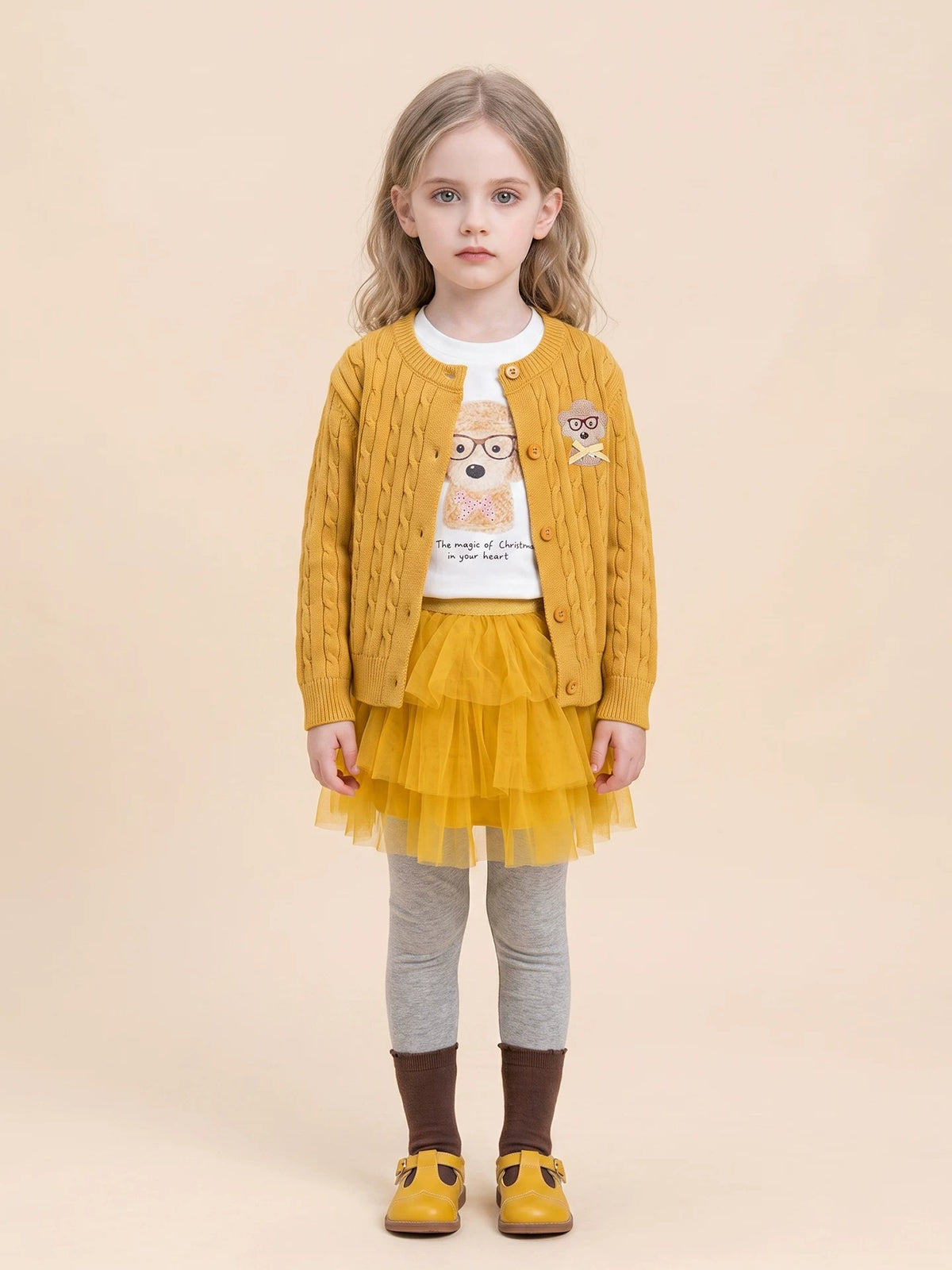 Girls Cardigan, Top & Culotte Set - Sweet Knit Three-Piece