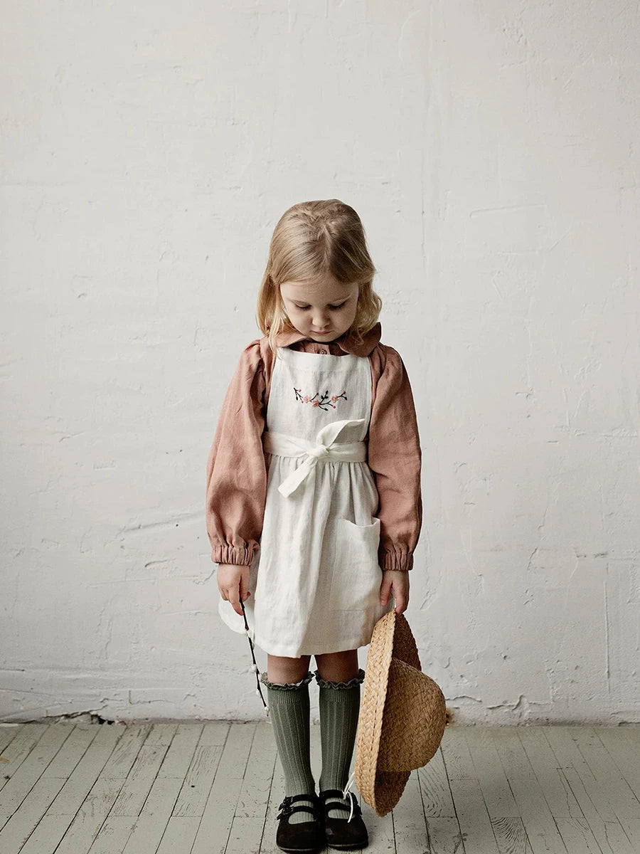 Linen Pinafore Dress - Original Apron-Style Embroidered Jumper