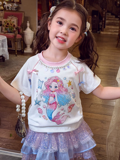 Girls Cartoon Tee & Cake Skirt Set - Sweet Summer Mix & Match