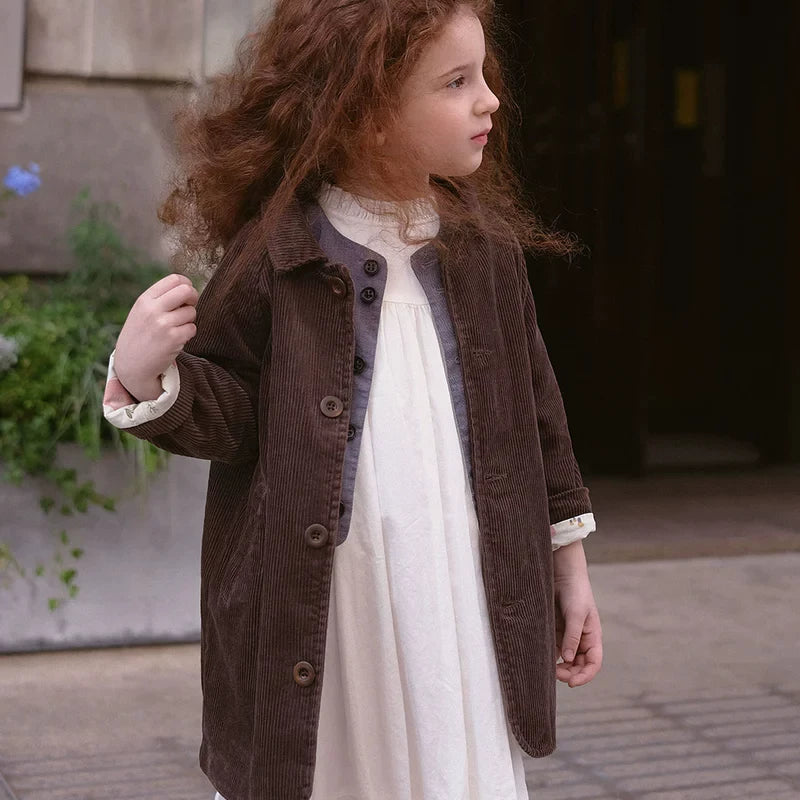 Kids Corduroy Jacket - Cotton Trench Coat Autumn