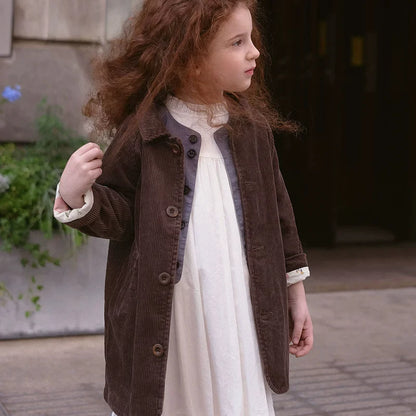 Kids Corduroy Jacket - Cotton Trench Coat Autumn