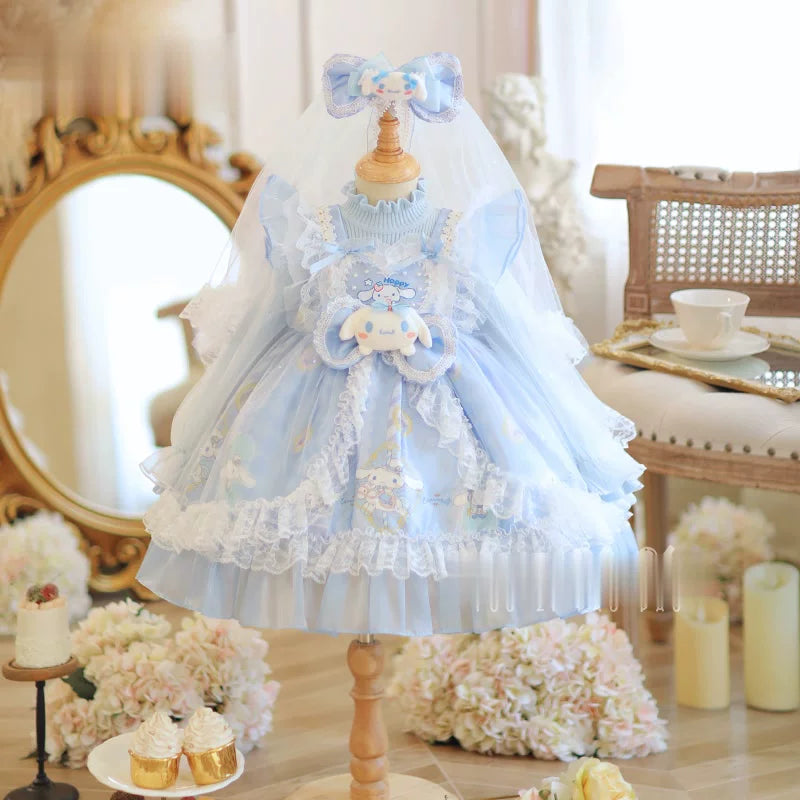 Girls Cinnamoroll Lolita Dress - Fleece-Lined Birthday Princess Dress