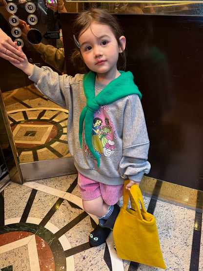 Girls Cartoon Hoodie & Corduroy Shorts Set - Cosy Autumn Casual