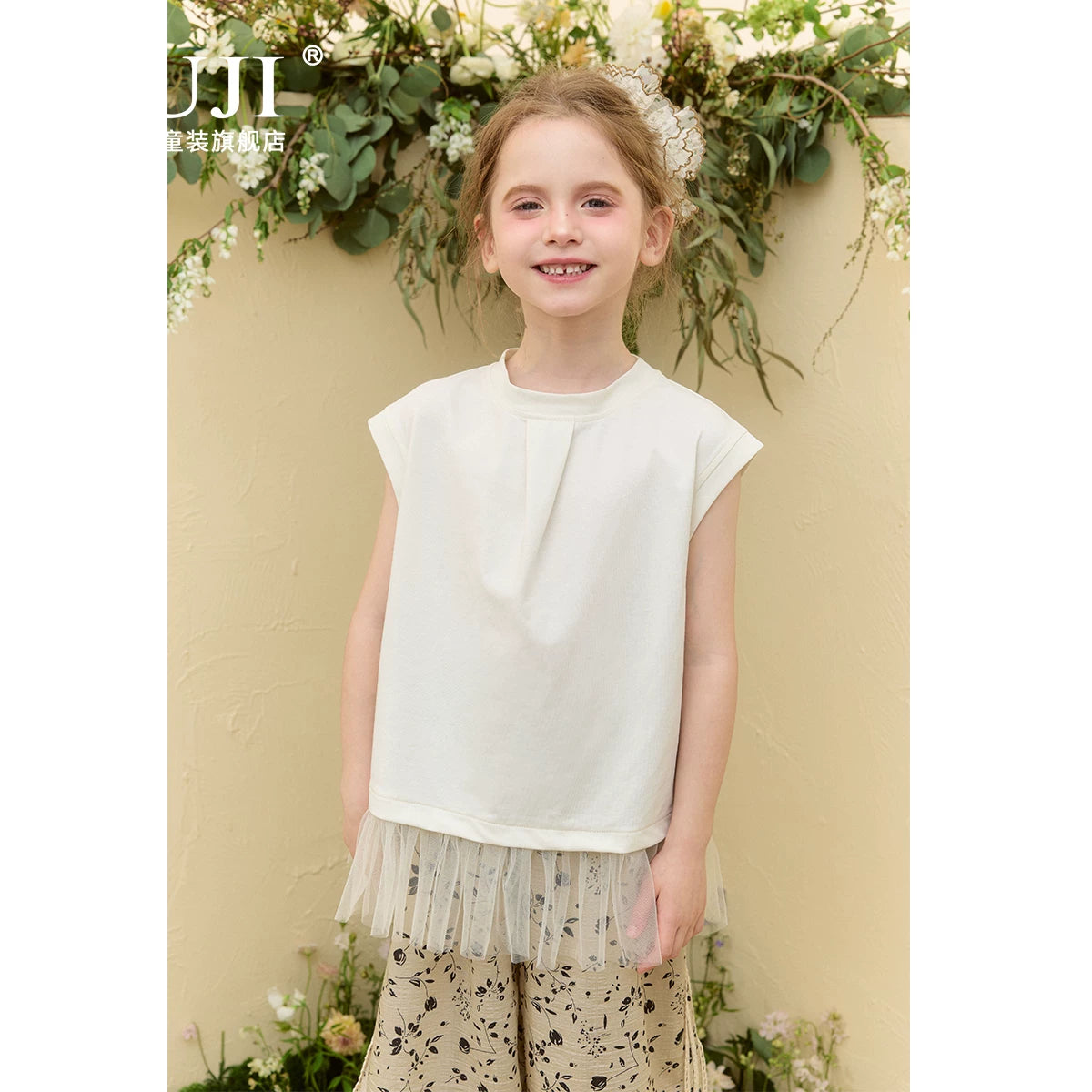Girls Spliced Short-Sleeve Tee - Relaxed Summer Patchwork Top