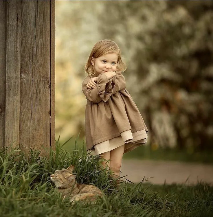 Belgian Pure Linen Long Dress - Relaxed Girls Autumn Maxi