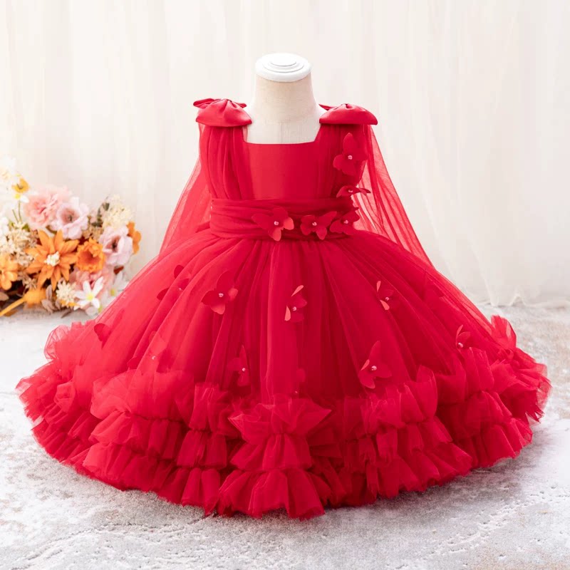 Puff Sleeve Bow Princess Dress - Floral Party Dress