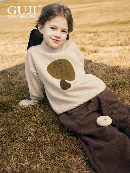 Girls Round-Neck Knit Top - Relaxed Winter Base Layer