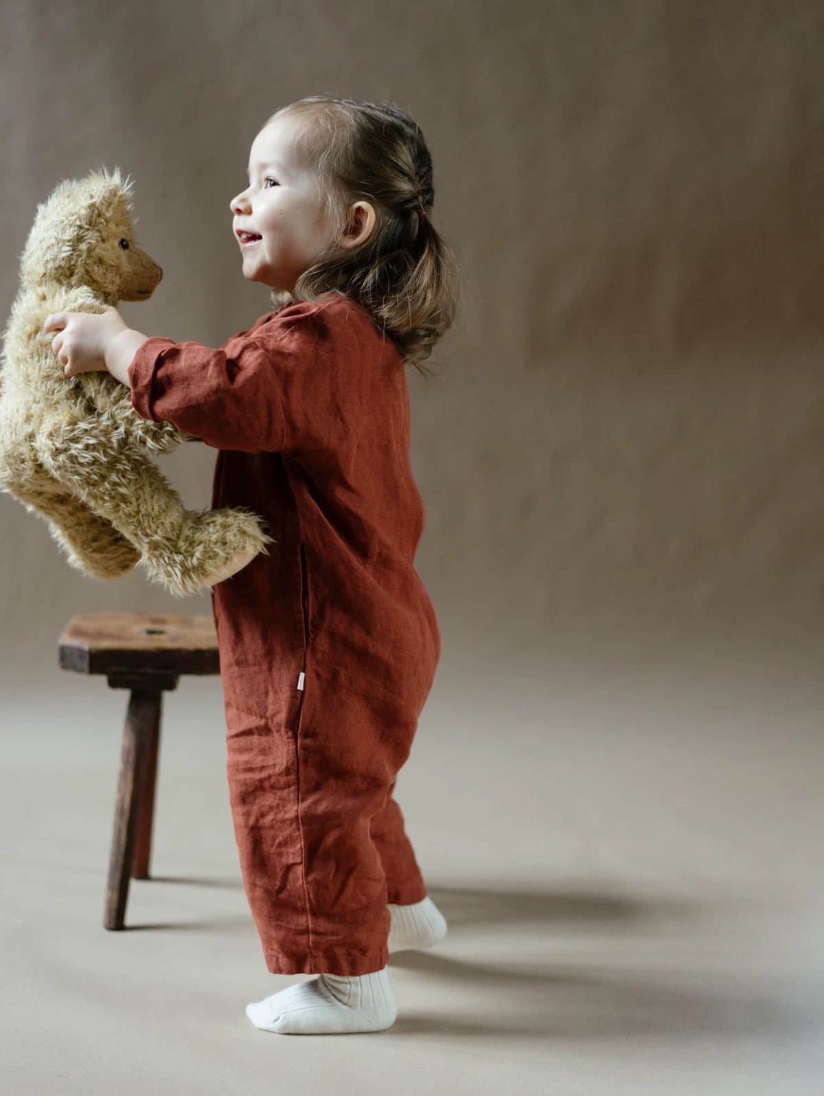 Lithuanian Linen Baby Playsuit - Light Embroidered Onesie