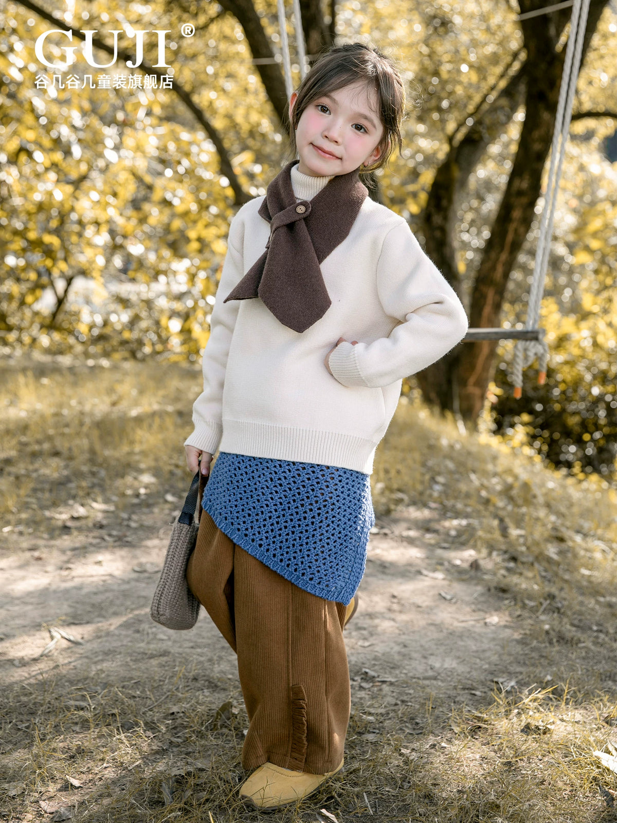 Girls High-Neck Knit Sweater - Fleece-Lined Winter Base Layer