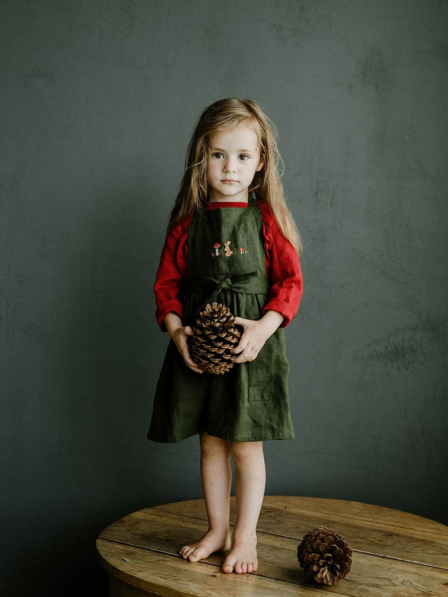 Linen Pinafore Dress - Original Apron-Style Embroidered Jumper