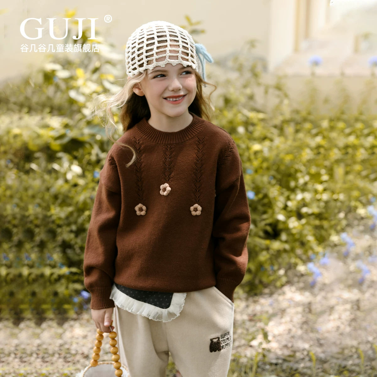 Girls Crew-Neck Knit Sweater - Classic Long-Sleeve Pullover