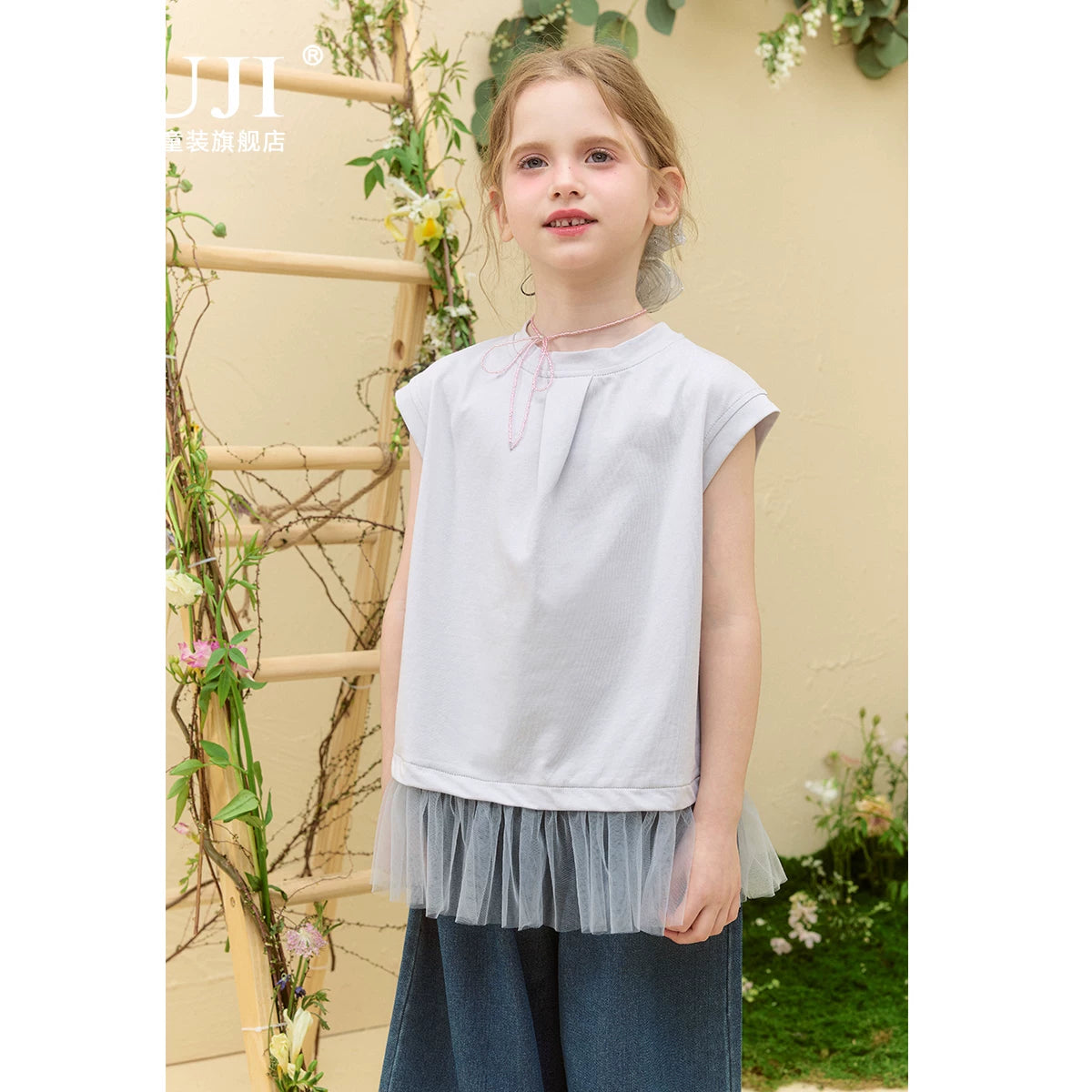 Girls Spliced Short-Sleeve Tee - Relaxed Summer Patchwork Top