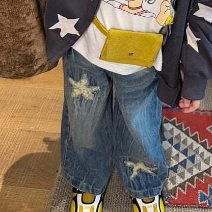 Girls Star Print Hooded Zip Cardigan, Tee & Jeans Set - Autumn Separates