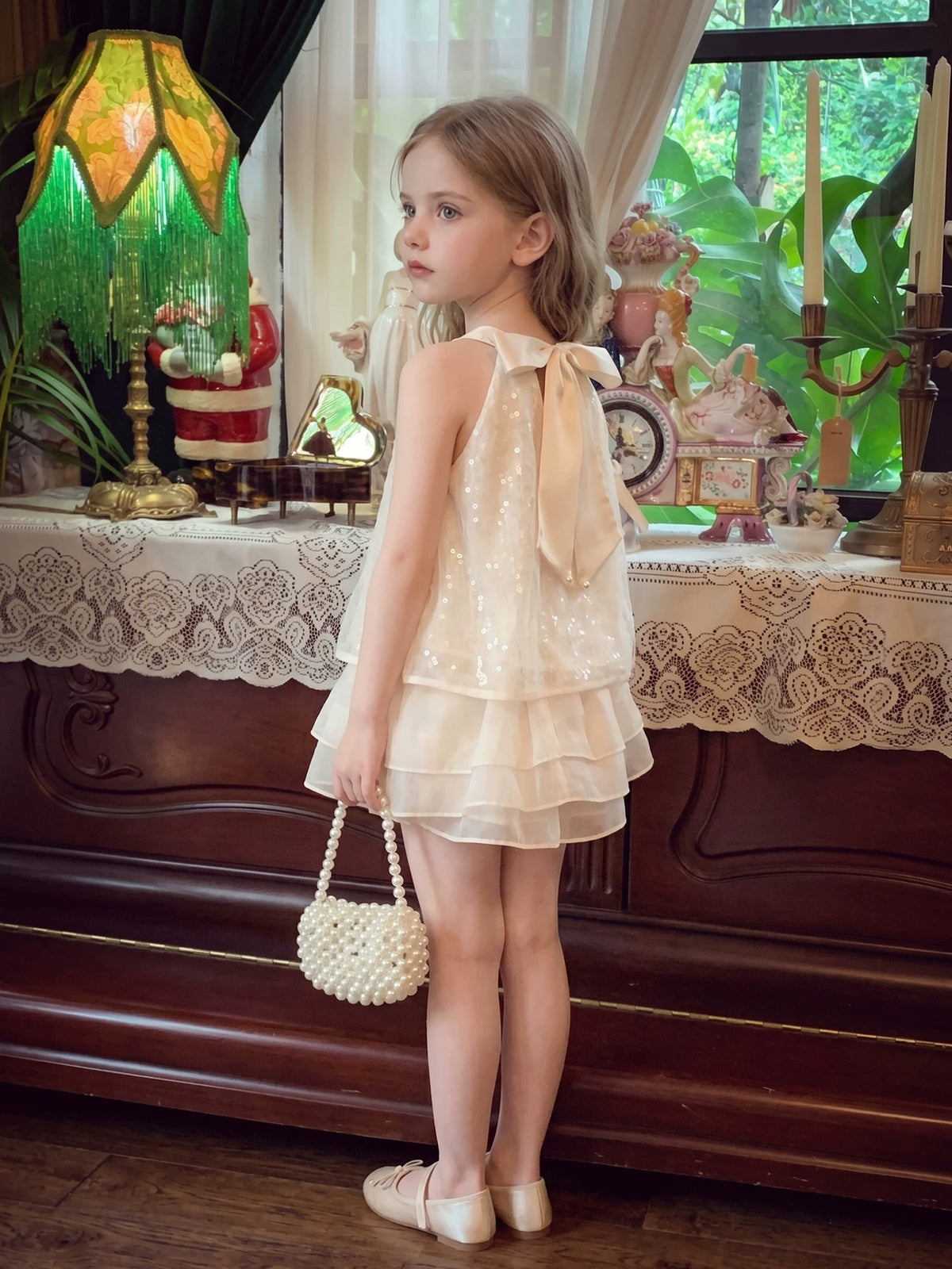 Girls Halter Top & Shorts Set - Chanel-Style Summer Two-Piece