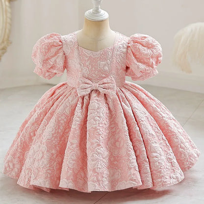 Puff Sleeve Bow Princess Dress - Floral Party Dress