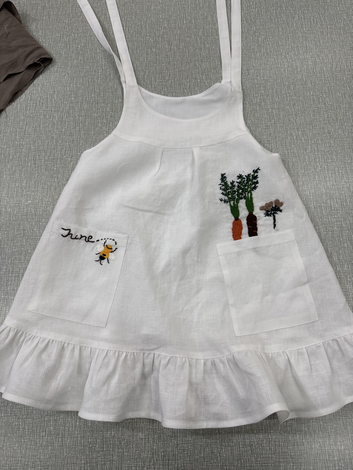 Nordic Linen Sundress - Embroidered Forest-Girl Slip Dress