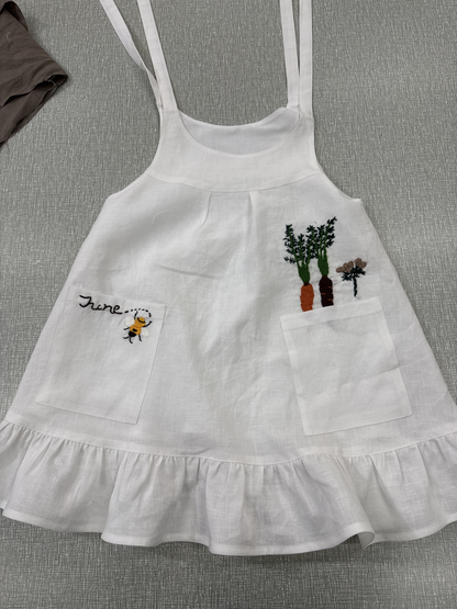 Nordic Linen Sundress - Embroidered Forest-Girl Slip Dress