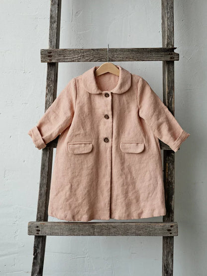 Girls Nordic Linen Jacket - Smoky Pink Autumn Coat