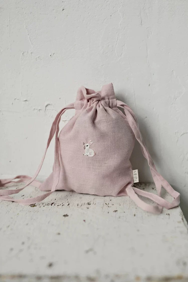 Linen Kids Backpack - Embroidered Animal Daypack, 2 Sizes