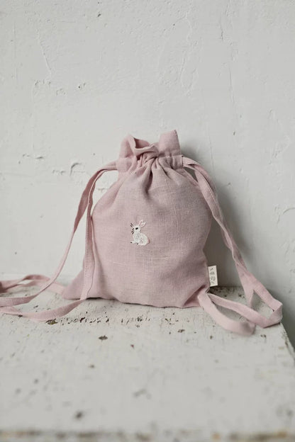 Linen Kids Backpack - Embroidered Animal Daypack, 2 Sizes