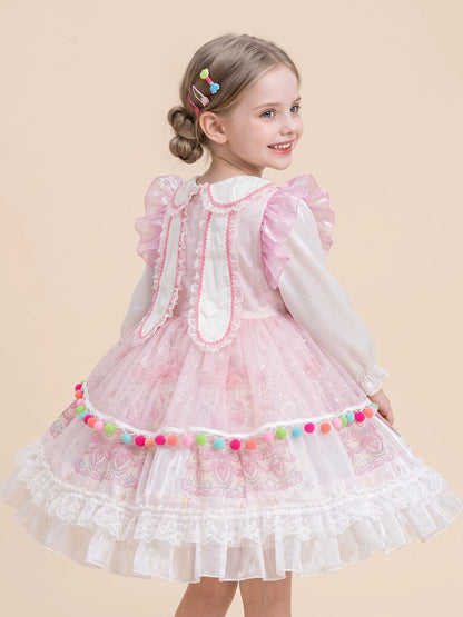 Girls Lolita Tulle Cake Dress - Puffy Princess Dress in Soft Pink