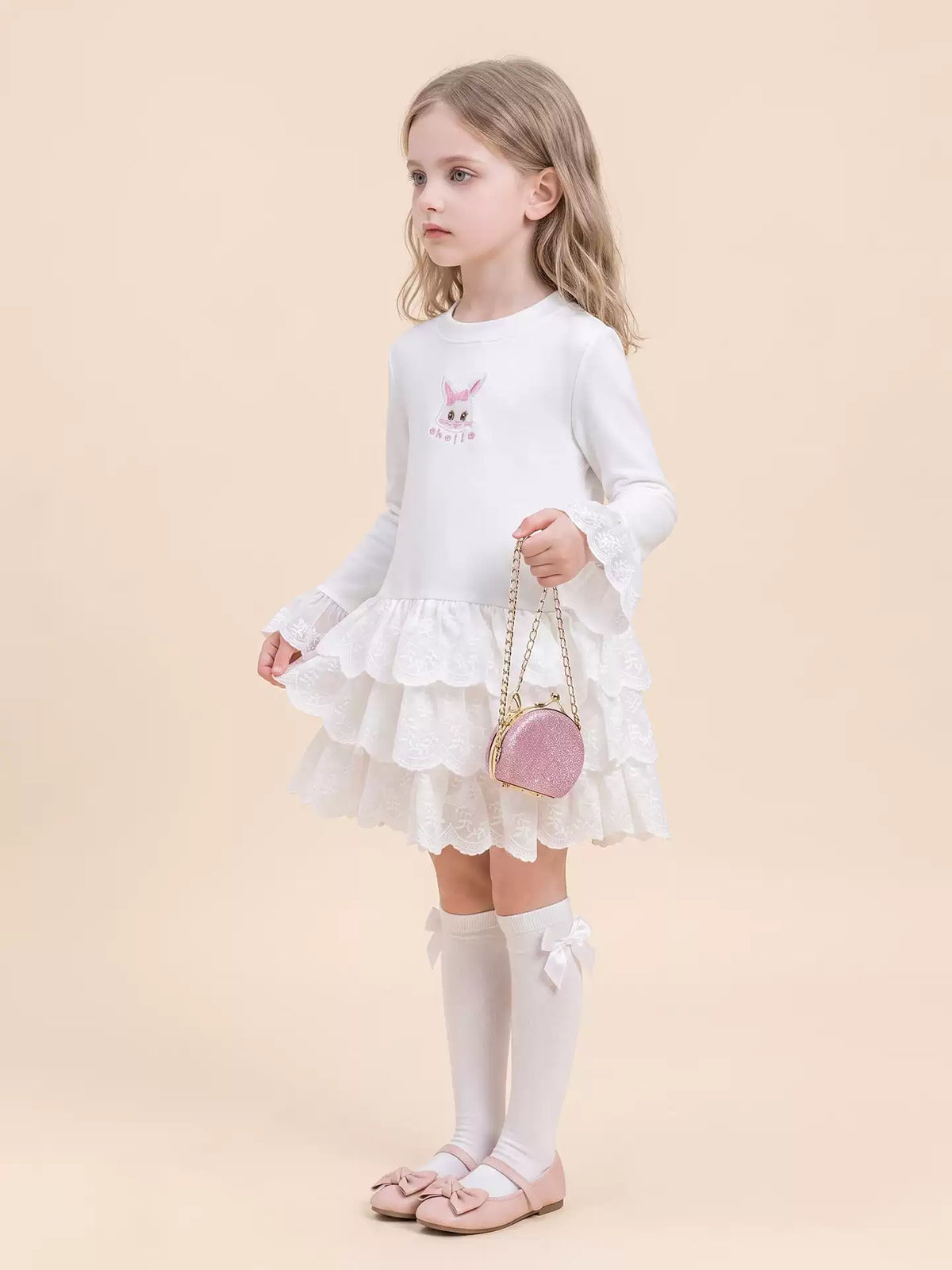 Girls Heart-Knit Vest & Ruffle Dress Set - Sweet Autumn Two-Piece