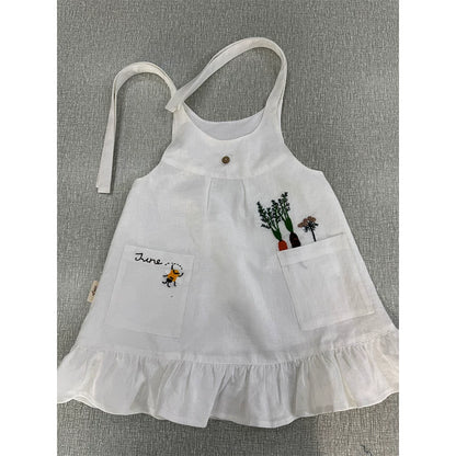 Nordic Linen Sundress - Embroidered Forest-Girl Slip Dress