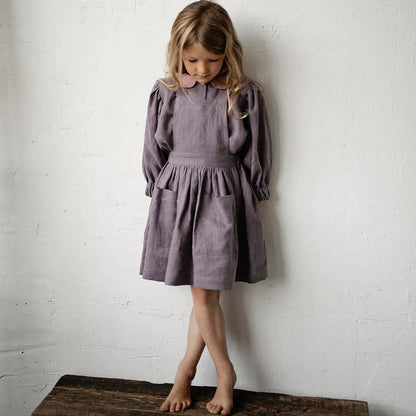 Alice Linen Pinafore Dress - Cute Embroidered Jumper Dress