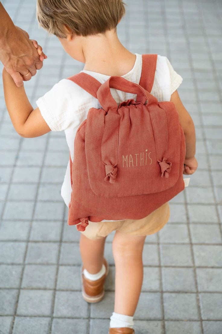 Linen Preppy Kids Backpack - Custom Name Embroidery