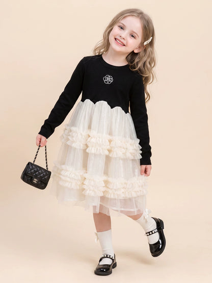 Girls Black Little-Classics Mesh Dress - Sparkling Princess Dress
