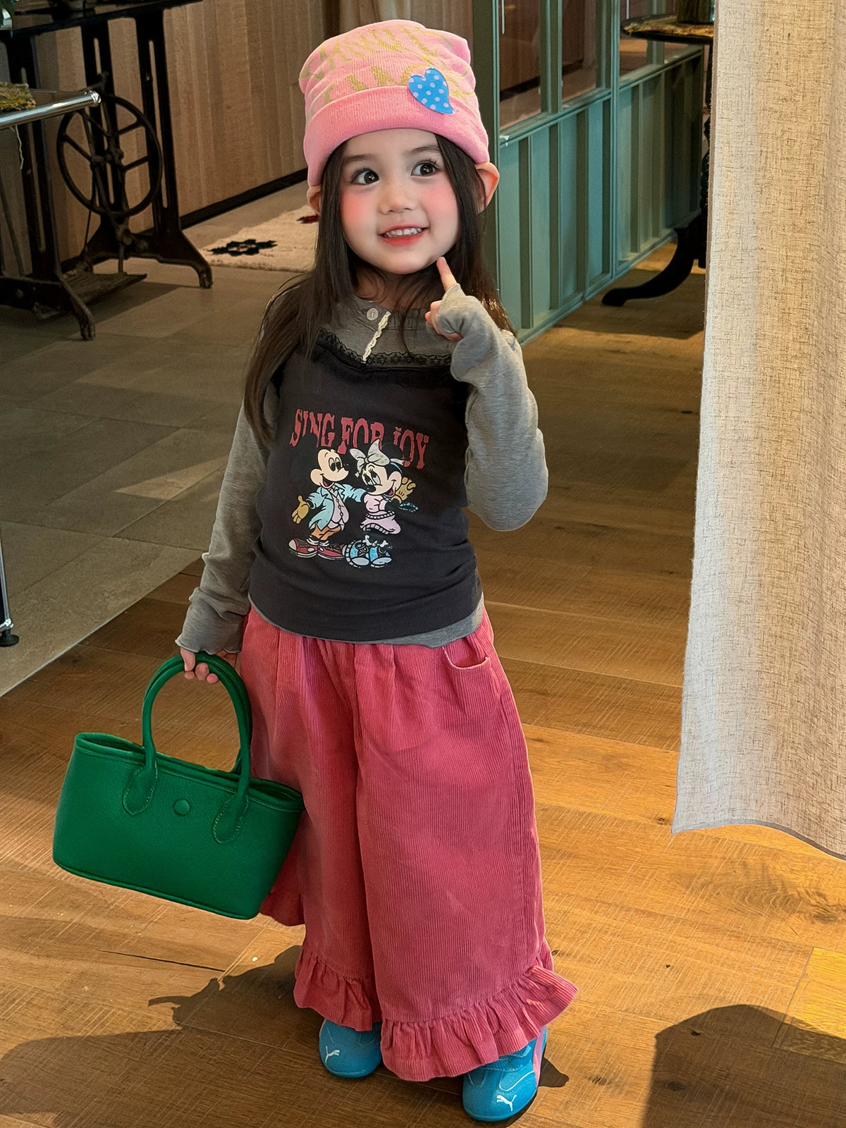 Girls Cami Two-Piece Top & Corduroy Pants Set - Retro Sweet-Cool Autumn Three-Piece