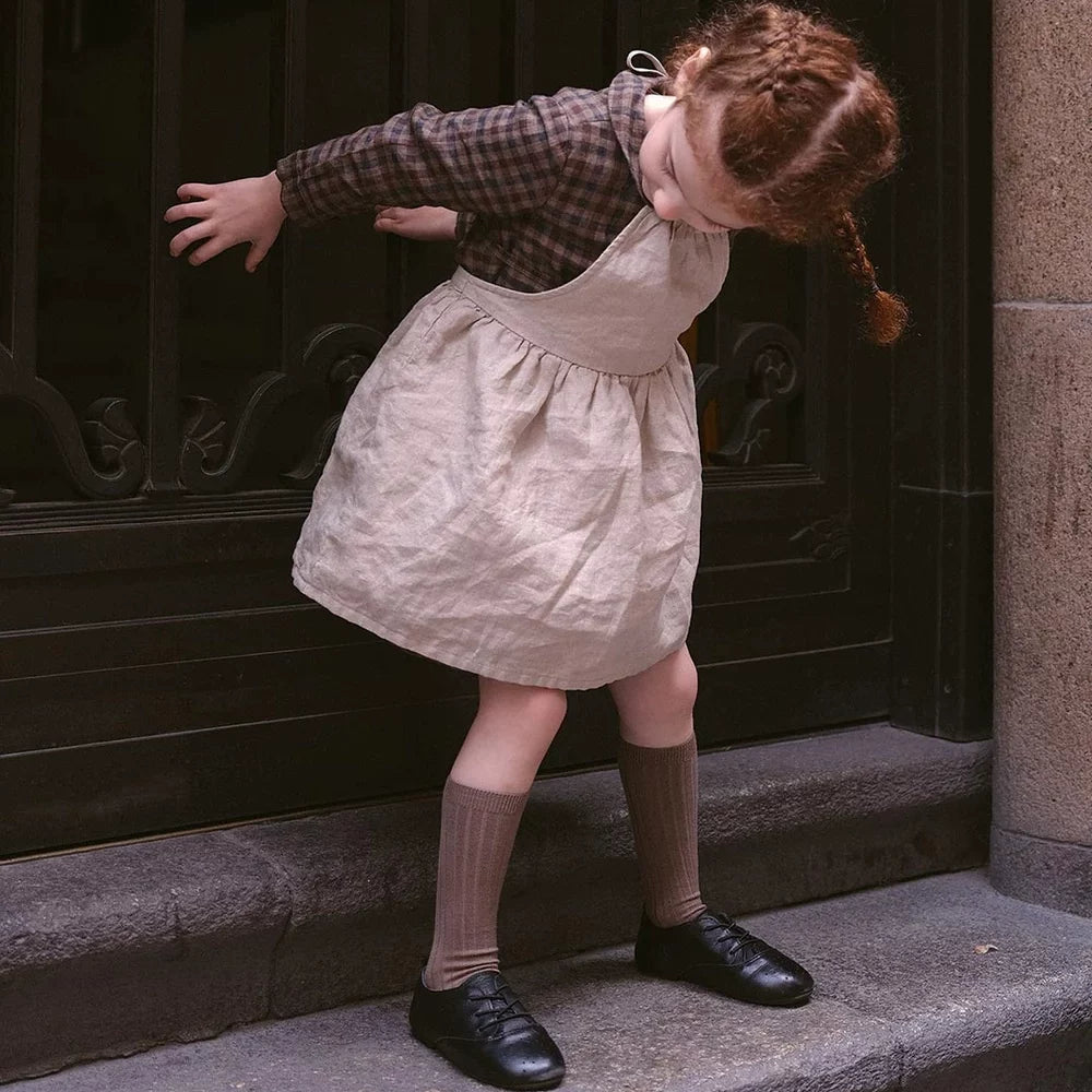 Kids Linen Smock Apron Dress - Antibacterial Coverall