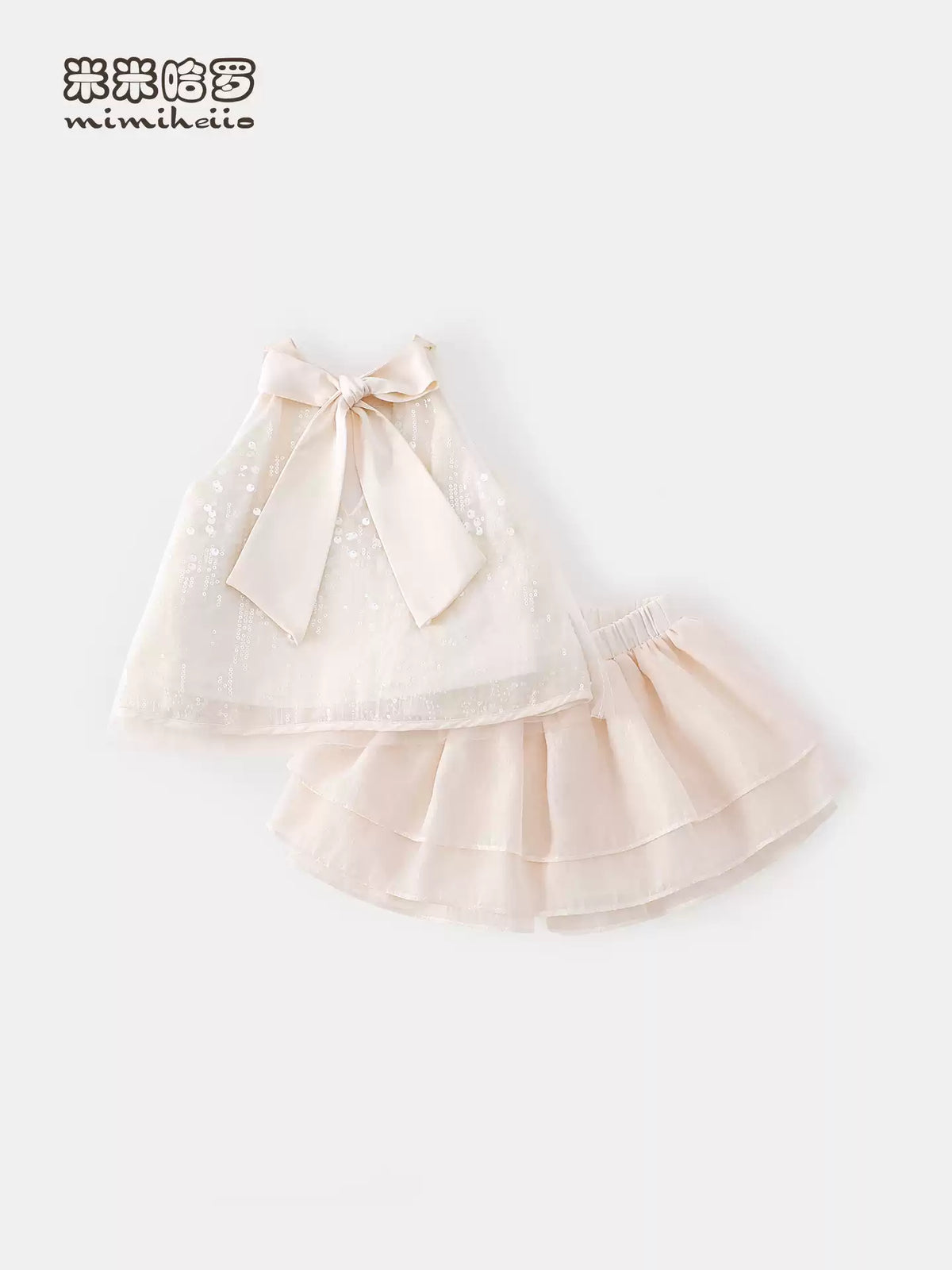 Girls Halter Top & Shorts Set - Chanel-Style Summer Two-Piece