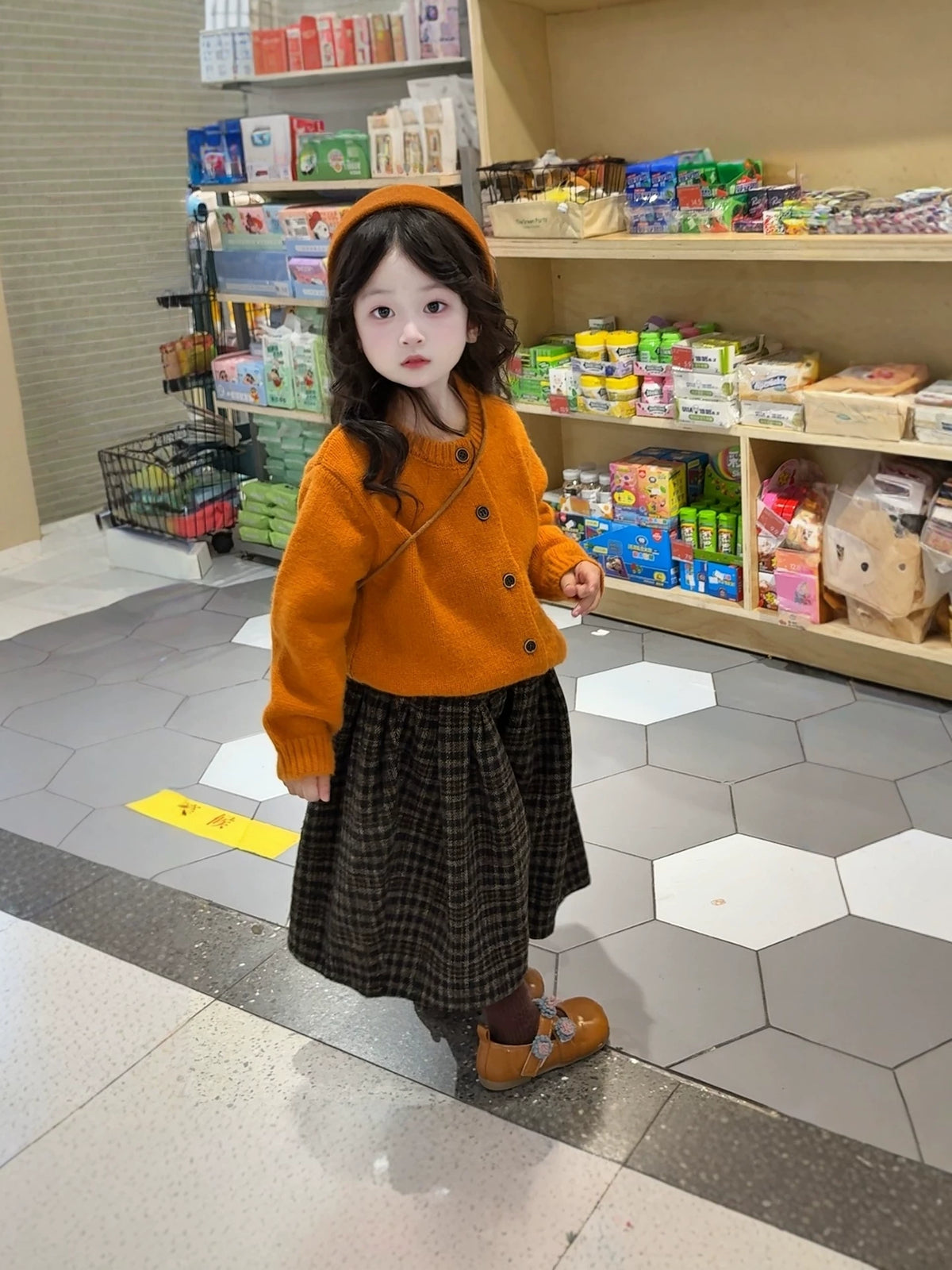 Girls Knit Cardigan & Wide-Leg Pants Set - Brightening Autumn Two-Piece