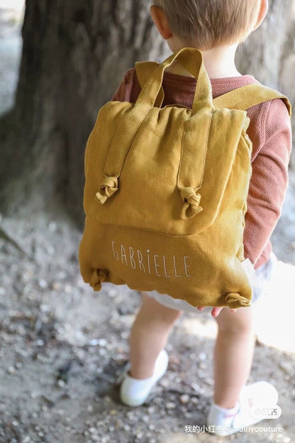 Linen Preppy Kids Backpack - Custom Name Embroidery