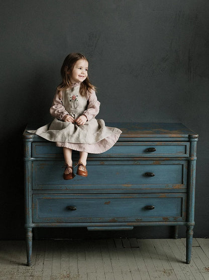 Linen Pinafore Dress - Original Apron-Style Embroidered Jumper