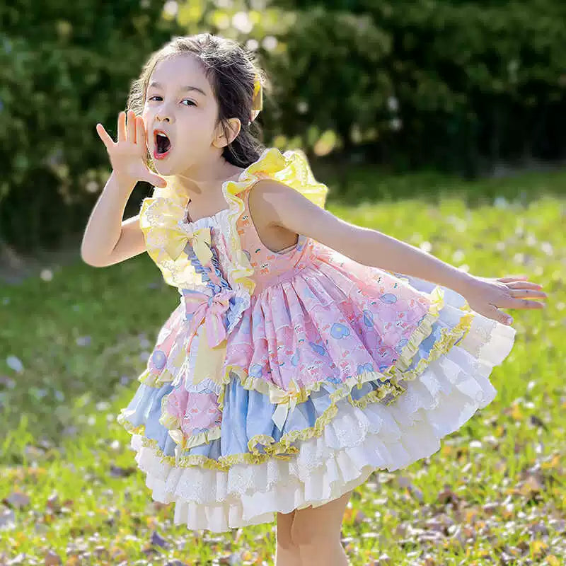 Girls Court-Style Lolita Dress - Pink Puffy Birthday Princess Gown