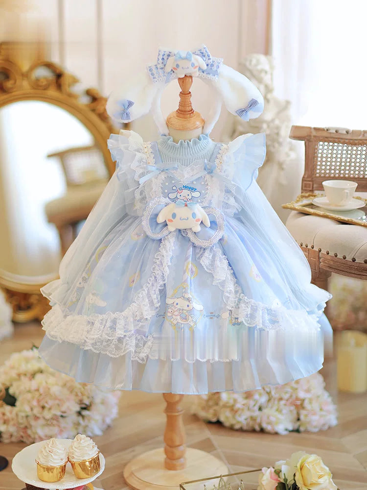Girls Cinnamoroll Lolita Dress - Fleece-Lined Birthday Princess Dress