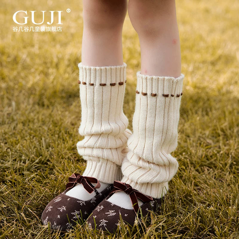 Girls Ribbed Knit Leg Warmers - Solid Sock Covers, 2-14Y