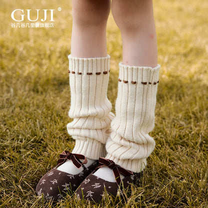Girls Ribbed Knit Leg Warmers - Solid Sock Covers, 2-14Y