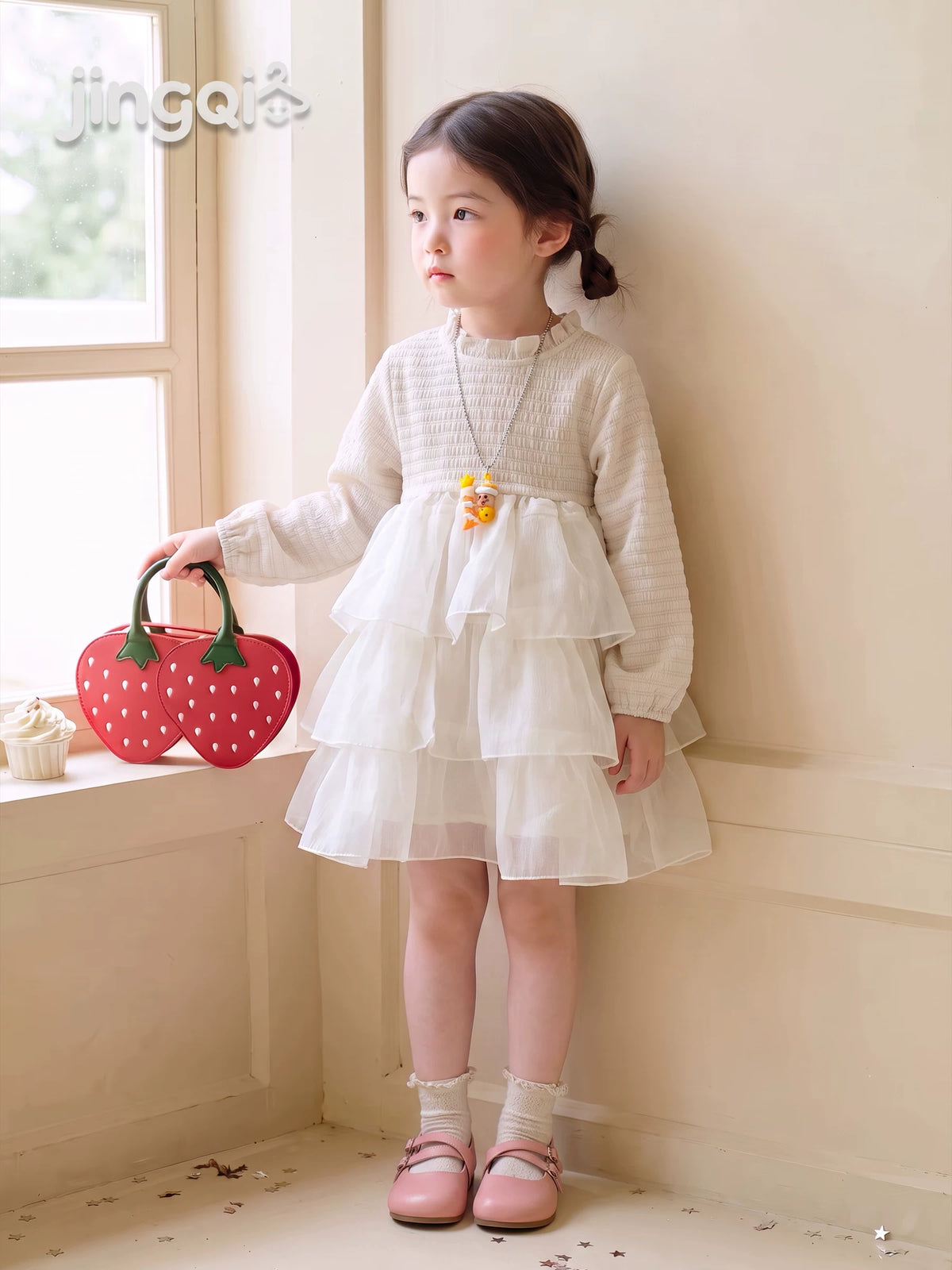 Girls Knit Cardigan and Princess Dress Set - Striped Autumn Two-Piece