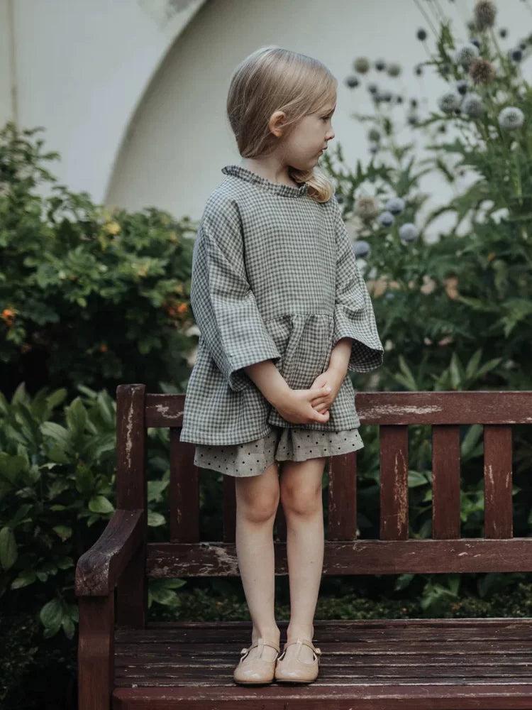 Girls Nordic Linen Coat - Long-Sleeve Autumn Jacket
