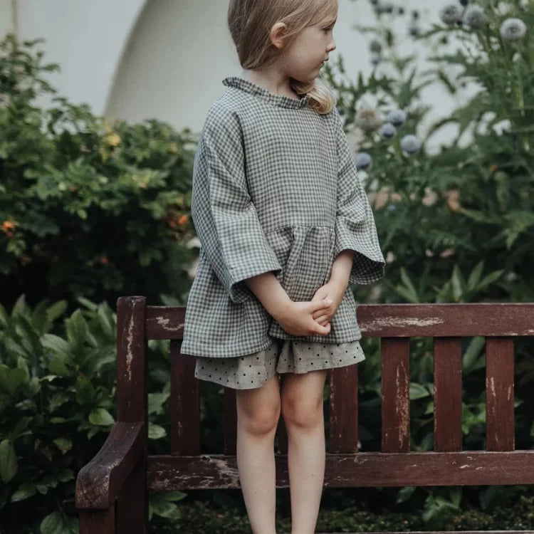 Girls Nordic Linen Coat - Long-Sleeve Autumn Jacket