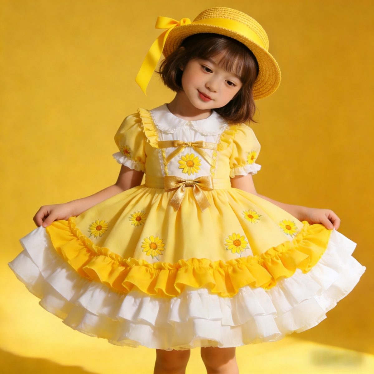 Girls Daisy Lolita Dress - Cute Puffy Birthday Princess Sundress