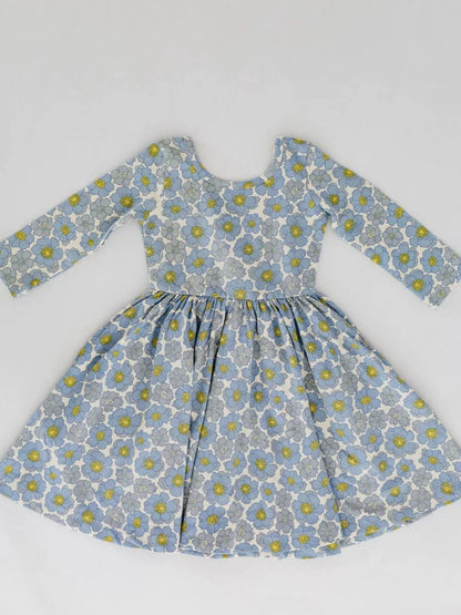 Girls Nordic Linen Dress - Spring Meadow Print