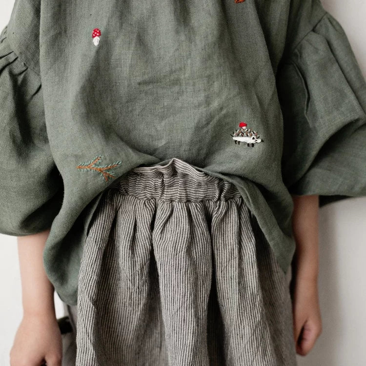 Girls Nordic Linen Shirt - Belgium Imported Long-Sleeve Top
