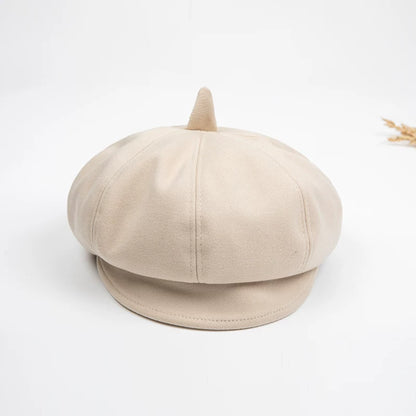 Girls Beret & Newsboy Cap - Wool Artist Hat, Multiple Fabrics