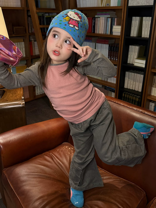 Girls Layered Cami Tee & Cargo Pants Set - Colour-Block Autumn