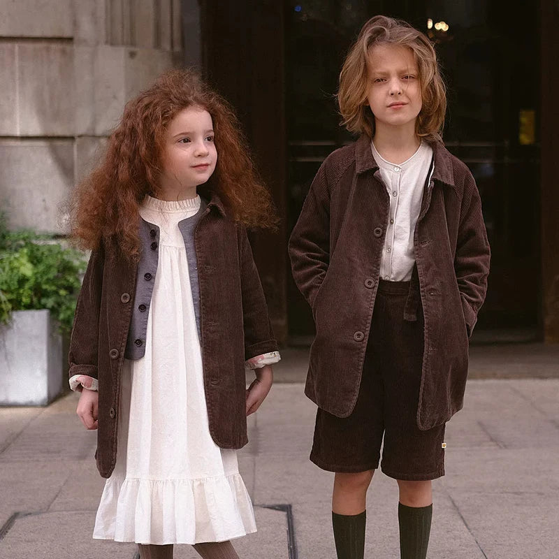 Kids Corduroy Jacket - Cotton Trench Coat Autumn