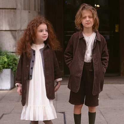 Kids Corduroy Jacket - Cotton Trench Coat Autumn